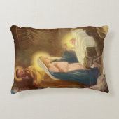 ヴィンテージクリスマス出生，マリヨセフベビーイエス アクセントクッション (正面)