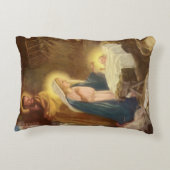 ヴィンテージクリスマス出生，マリヨセフベビーイエス アクセントクッション (裏面)