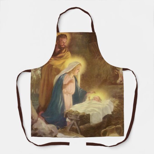ヴィンテージクリスマス出生,マリヨセフベビーイエス エプロン (正面)