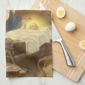 ヴィンテージクリスマス出生，マリヨセフベビーイエス キッチンタオル (四つ折り)