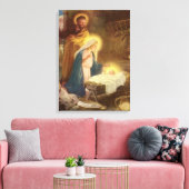 ヴィンテージクリスマス出生，マリヨセフベビーイエス キャンバスプリント (インサイチュ (リビング))