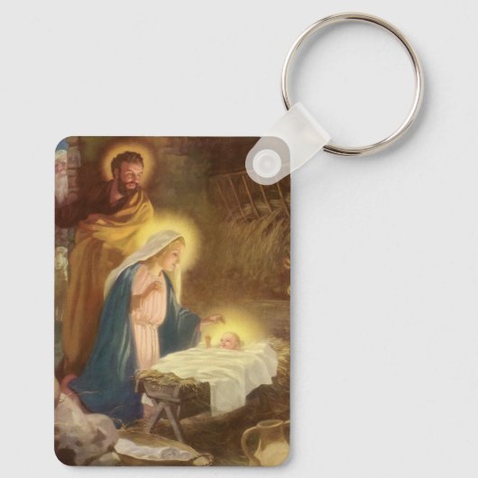ヴィンテージクリスマス出生,マリヨセフベビーイエス キーホルダー (裏面)