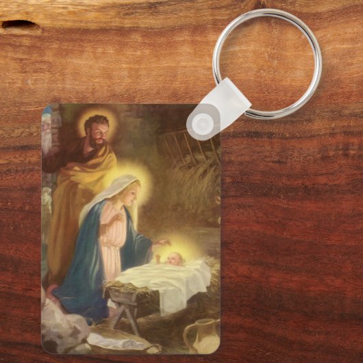 ヴィンテージクリスマス出生，マリヨセフベビーイエス キーホルダー (裏面)