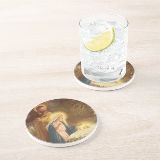 ヴィンテージクリスマス出生,マリヨセフベビーイエス コースター (側面)