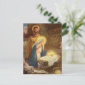 ヴィンテージクリスマス出生，マリヨセフベビーイエス シーズンポストカード (スタンド正面)