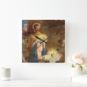 ヴィンテージクリスマス出生,マリヨセフベビーイエス スクエア壁時計 (ホーム)