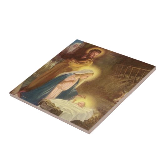 ヴィンテージクリスマス出生，マリヨセフベビーイエス タイル (側面)