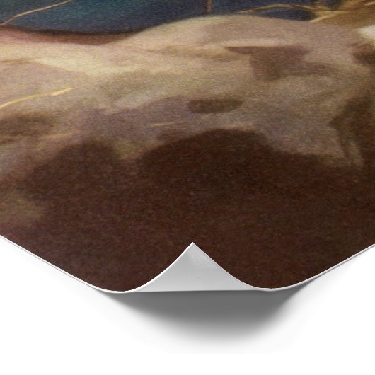 ヴィンテージクリスマス出生,マリヨセフベビーイエス ポスター (角)