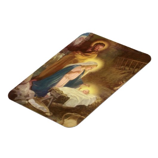 ヴィンテージクリスマス出生,マリヨセフベビーイエス マグネット (左側)