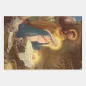 ヴィンテージクリスマス出生,マリヨセフベビーイエス ラッピングペーパーシート (正面)