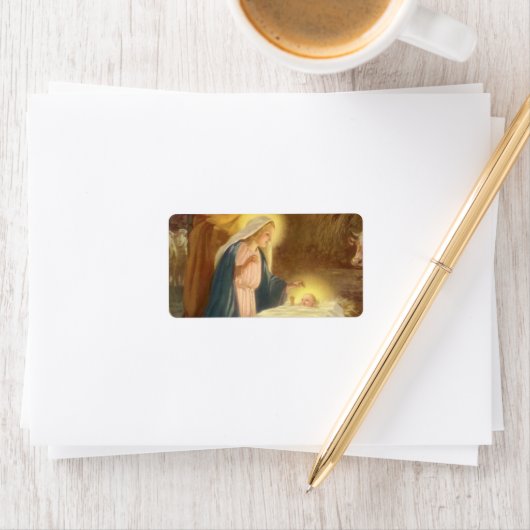 ヴィンテージクリスマス出生，マリヨセフベビーイエス ラベル (インサイチュ)