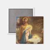 ヴィンテージクリスマス出生、メアリージョセフベビーイエス マグネット (正面/裏面)