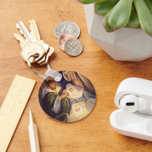 ヴィンテージクリスマス出生、3羊飼いとイエス キーホルダー (デスク)