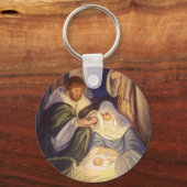 ヴィンテージクリスマス出生、3羊飼いとイエス キーホルダー (正面)