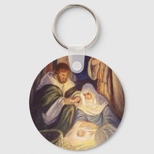 ヴィンテージクリスマス出生、3羊飼いとイエス キーホルダー (裏面)