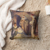 ヴィンテージクリスマス出生、3羊飼いとイエス クッション (ブランケット)