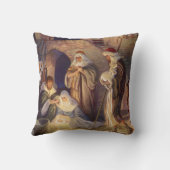 ヴィンテージクリスマス出生、3羊飼いとイエス クッション (裏面)