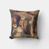 ヴィンテージクリスマス出生、3羊飼いとイエス クッション (正面)