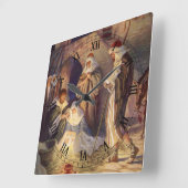 ヴィンテージクリスマス出生、3羊飼いとイエス スクエア壁時計 (傾斜)