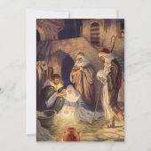 ヴィンテージクリスマス出生、3羊飼いとイエス 招待状 (正面)