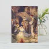 ヴィンテージクリスマス出生、3羊飼いとイエス 招待状 (スタンド正面)