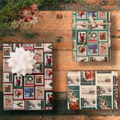 ヴィンテージクリスマス切手レトロトリオギフト ラッピングペーパーシート