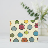 ヴィンテージクリスマス原子時代カラフルオーナメント ポストカード (スタンド正面)