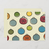 ヴィンテージクリスマス原子時代カラフルオーナメント ポストカード (正面/裏面)