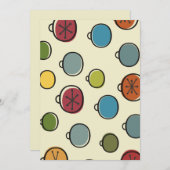 ヴィンテージクリスマス原子時代カラフルオーナメント 招待状 (正面/裏面)