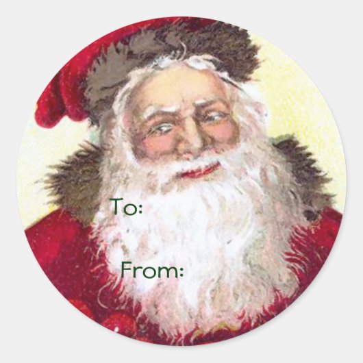 ヴィンテージクリスマス名タグ ラウンドシール (正面)