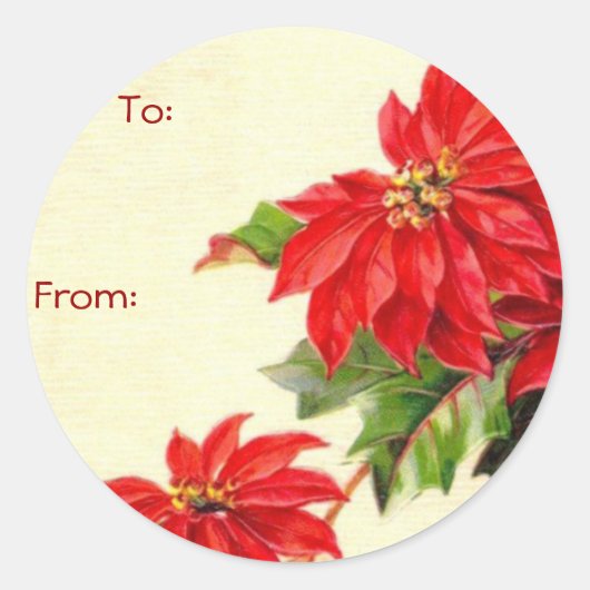 ヴィンテージクリスマス名タグ ラウンドシール (正面)