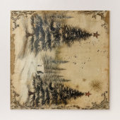 ヴィンテージクリスマス外は寒い ジグソーパズル (横)