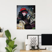 ヴィンテージクリスマス女性ポスター ポスター (ホームオフィス)