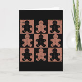 ヴィンテージクリスマス女性男性ジンジャーブレッドレトロチェック カード (正面)