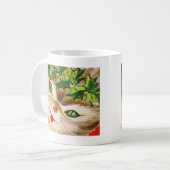 ヴィンテージクリスマス子猫 コーヒーマグカップ (正面左)
