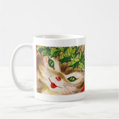 ヴィンテージクリスマス子猫 コーヒーマグカップ (左)