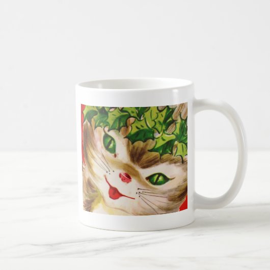 ヴィンテージクリスマス子猫 コーヒーマグカップ (右)