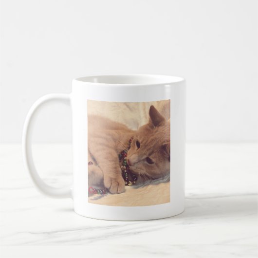 ヴィンテージクリスマス子猫 コーヒーマグカップ (左)
