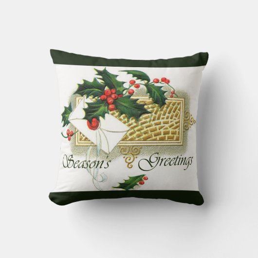 ヴィンテージクリスマス季節のごあいさつ クッション (正面)
