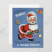 ヴィンテージクリスマス宇宙サンタ シーズンカード (正面/裏面)