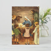 ヴィンテージクリスマス宗教的出生招待状 招待状 (スタンド正面)