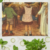 ヴィンテージクリスマス宗教的出生wベビーイエス キッチンタオル (折り畳み)