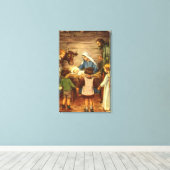 ヴィンテージクリスマス宗教的出生wベビーイエス キャンバスプリント (インサイチュ (ウッドフロア))