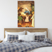 ヴィンテージクリスマス宗教的出生wベビーイエス キャンバスプリント (インサイチュ (寝室))