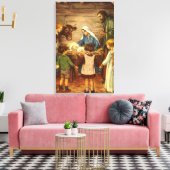 ヴィンテージクリスマス宗教的出生wベビーイエス キャンバスプリント (インサイチュ (リビング))