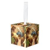 ヴィンテージクリスマス宗教的出生wベビーイエス キューブオーナメント (正面アングル)