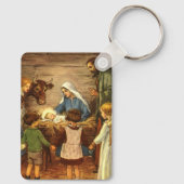 ヴィンテージクリスマス宗教的出生wベビーイエス キーホルダー (裏面)