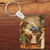 ヴィンテージクリスマス宗教的出生wベビーイエス キーホルダー (正面)