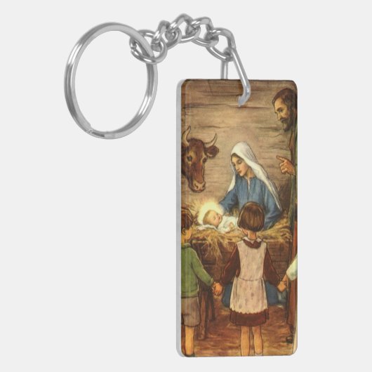 ヴィンテージクリスマス宗教的出生wベビーイエス キーホルダー (正面左)