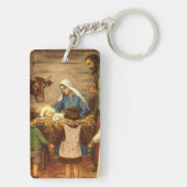 ヴィンテージクリスマス宗教的出生wベビーイエス キーホルダー (裏面)